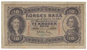 10 kroner 1938. X9340162
