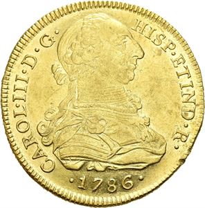 Carl III, 8 escudos 1786. Lima. Riper/scratches