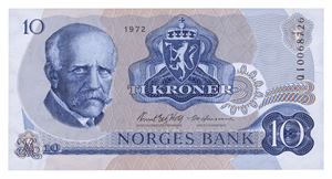 10 kroner 1972. QI0068726. Erstatningsseddel/replacement note