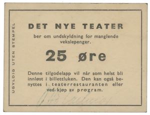Det nye teater. 25 øre signert Otto Carlmar