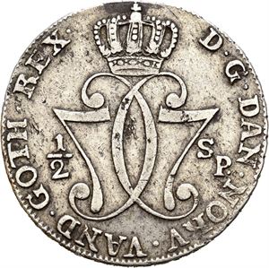 CHRISTIAN VII 1766-1808, KONGSBERG, 1/2 speciedaler 1778. S.2