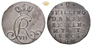 Christian VII (1766 - 1808) 2 skilling 1802 Ripe