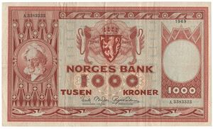 1000 kroner 1969. A3383333
