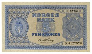 5 kroner 1953. K4127576