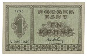 1 krone 1950. N0292030