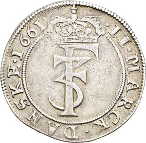 Frederik III 1648-1670. 2 mark 1661. RRR. S.42
