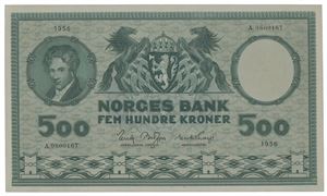 500 kroner 1956. A.0800167.
