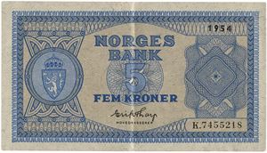 5 kroner 1954. K7455218