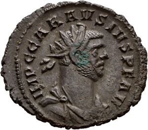 Carausius 286-293, antoninian, Colchester 291-292 e.Kr. R: Pax stående mot venstre