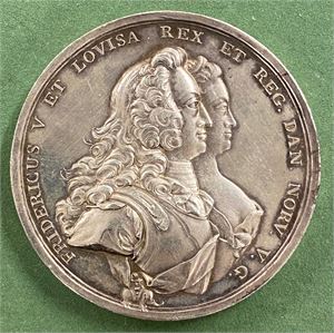 Frederik V. Kronprinsens fødsel 1749. Arbien. Sølv. 58 mm