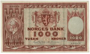1000 kroner 1972. A4593176
