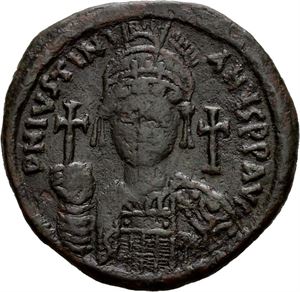 Justinian I 527-565, 1/2 follis, Constantinople, 538-539 e.Kr. R: Stor K