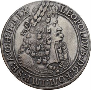 Leopold I, taler 1704, Hall. Har vært anhengt/has been mounted