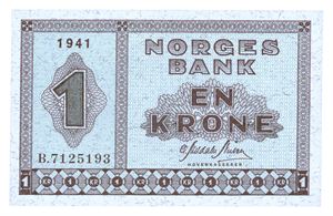 1 krone 1941. B7125193