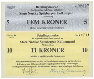 5 kroner 1978 SS og 10 kr 1976 Rr