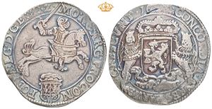 Gelderland, zilveren rijder 1670. Svakt årstall/date weakly struck
