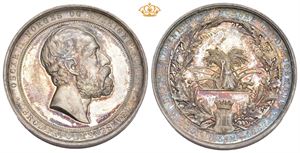Oscar II. Det 8. Almindelige Norske Landbrugsmøde i Trondhjem 1887. Sølv 35 mm