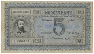 5 kroner 1899. D.5890727. Signert Arnet.