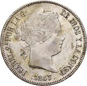 Isabella II, 2 escudos 1867. Madrid