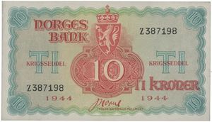 10 kroner 1944. Z387198.