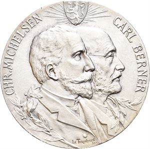 Christian Michelsen & Carl Berner. Unionsoppløsningen 1905. Sølv. 35 mm