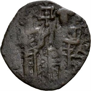 Andronicus II & Michael IX 1295-1320, Æ assarion, Constantinople. Andronicus og Michael stående/Byste av Kristus
