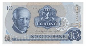Norway. 10 kroner 1977. QS0747392. Erstatningsseddel/replacement note