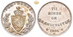 Til minde om grensevagten 1905. Throndsen. Sølv. 27 mm. Riper på advers/scratches on obverse