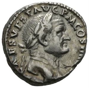 VESPASIAN 69-79, denarius, Roma 73 e.Kr. R: To hender holdende caduceus