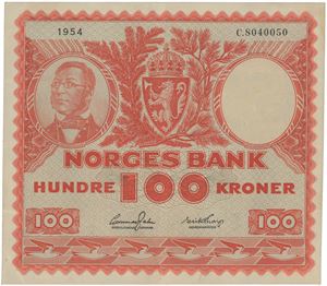100 kroner 1954. C.8040050.
