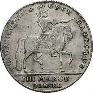 FREDERIK IV 1699-1730. KONGSBERG. 4 mark 1723. S.3