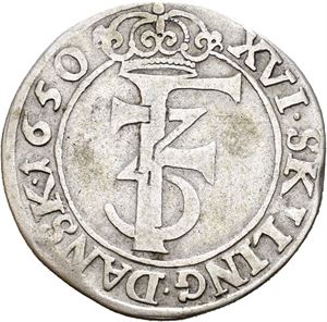 FREDERIK III 1648-1670, CHRISTIANIA, 1 mark 1650. S.27