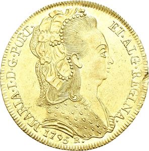 Maria I, 6400 reis 1795. Rio. Liten kantskade/minor edge nick