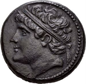 Sicilia, Syrakus, Hieron II 275-215 f.Kr., Æ27. Hode av Hieron II mot venstre/Rytter mot høyre