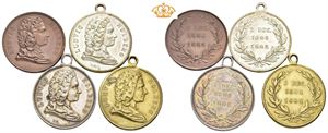 Ludvig Holberg (1684-1754). Lott 4 medaljer 21 mm