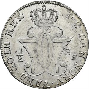 CHRISTIAN VII 1766-1808. KONGSBERG. 1/2 speciedaler 1777. S.6