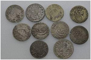 Lot 10 stk. 2 skilling 1762, 1763, 1764, 1779, 1780, 1781, 1782, 1783, 1784 og 1785