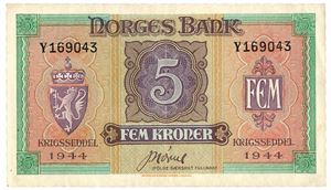 5 kroner 1944. Y169043
