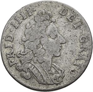 FREDERIK IV 1699-1730. KONGSBERG. 8 skilling 1701. S.8