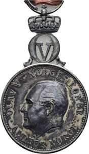 Olav V, St.Olavsmedaljen. Rui. Sølv. 30 mm