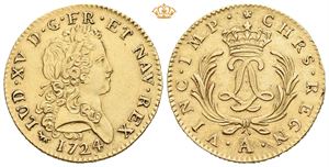 2 Louis d´or "Mirliton" 1724 A. (12,99 g). Små riper/minor scratches