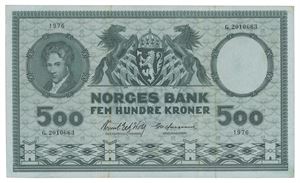 500 kroner 1976. G.2010663. Erstatningsseddel