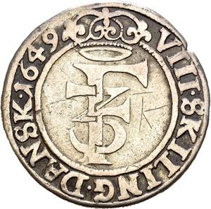 FREDERIK III 1648-1670, CHRISTIANIA, 8 skilling 1649. Riper/scratches. S.32