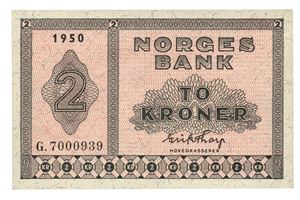 2 kroner 1950. G7000939.
