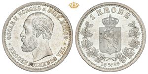 1 krone 1889. Små kontaktmerker