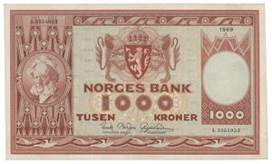 1000 kroner 1969. A3354953