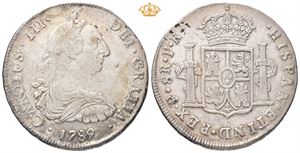 Carl III, 8 reales 1789. PR. Potosi. Små testmerker/minor test marks