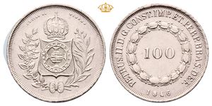 Brazil. Pedro II, 100 reis 1846. Renset,riper/cleaned, scratches