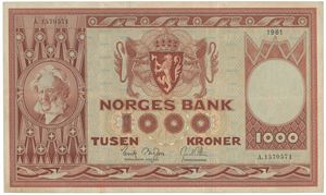 1000 kroner 1961. A.1570571