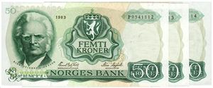 Lot 3 stk. 50 kroner 1983. P9541112-4